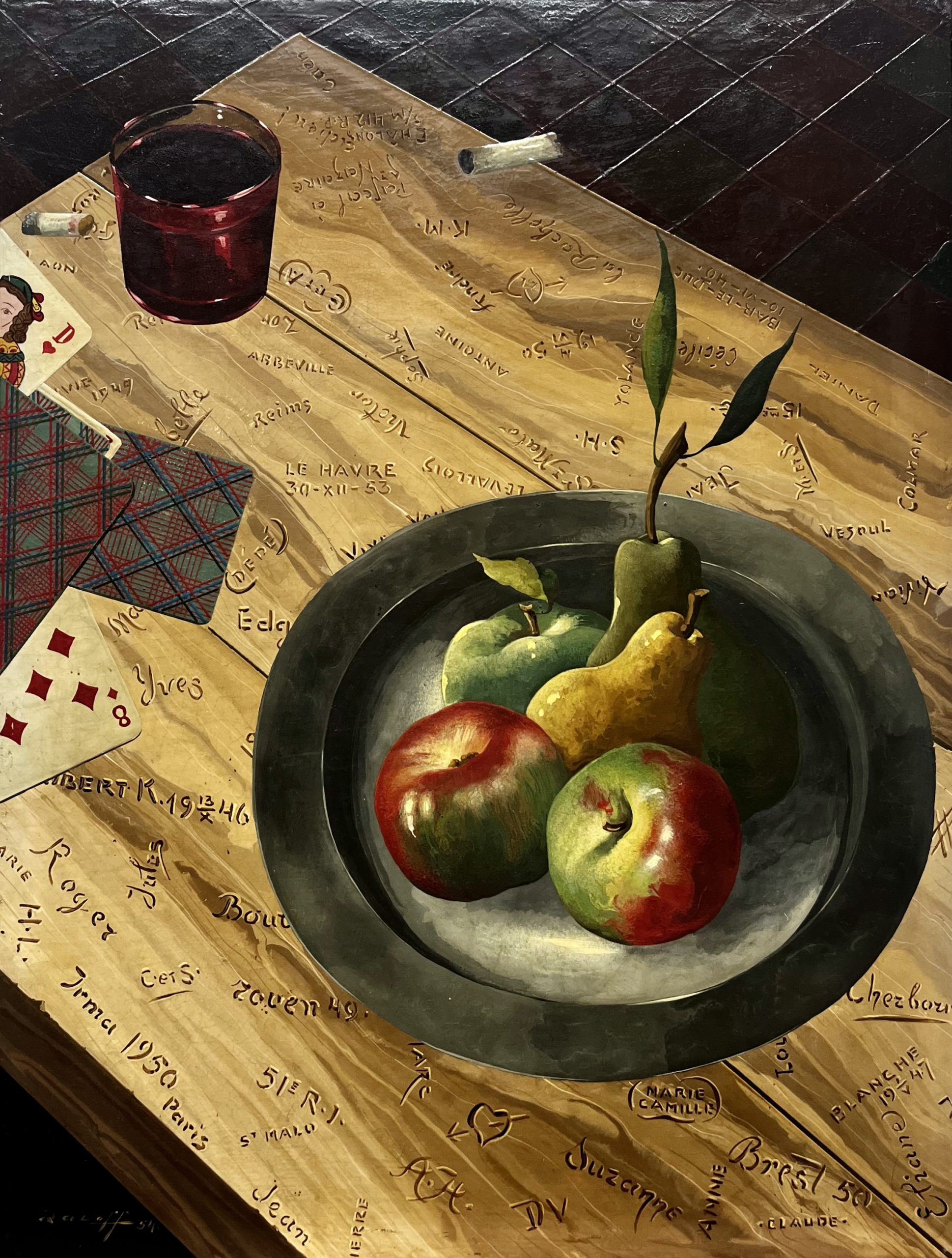 Tableau de Racoff intitulé "Nature morte aux fruits"
